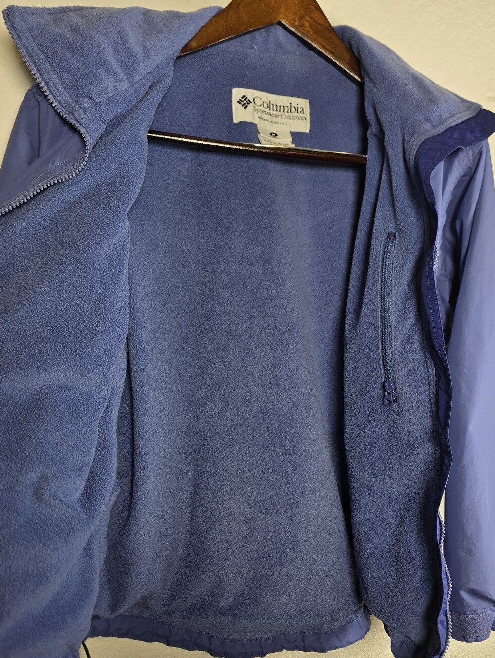 Vintage Columbia Fleece Lined Blue Windbreaker Jacket - Picture 5 of 16